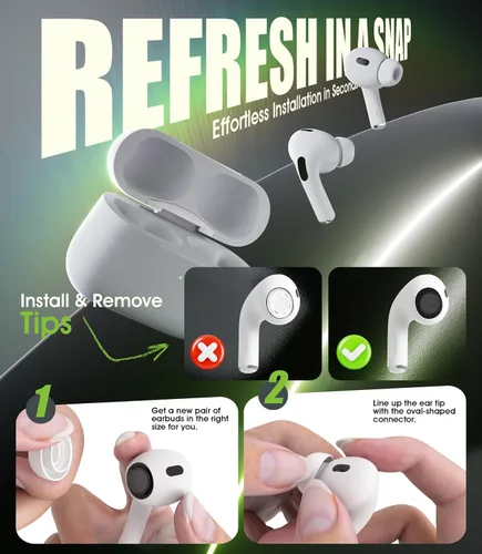 Miniatura 6 de 4 pares de puntas de silicona para Airpods Pro/Airpods Pro 2 con agujero para reducción de ruido, insertos de oído de repuesto de silicona suave