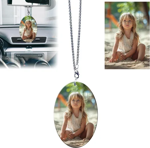 Miniatura 12 de Ornamento colgante personalizado para espejo retrovisor de coche con foto - Colgante de coche de acrílico personalizado con imagen (Rombo)