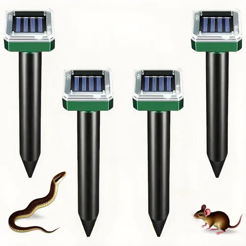 Repelente vibratorio de suelo alimentado por energía solar: mantén a ratas, serpientes, conejos y erizos lejos de tu jardín, césped, patio, granja y