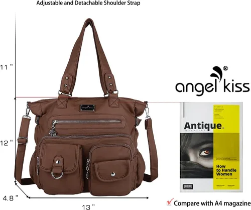 Miniatura 2 de Angel Kiss Monederos y bolso de mano para mujer, bolso de hombro de piel sintética suave para mujer, bolso de mano con asa superior