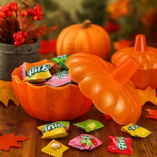 Miniatura 5 de Tanlade 4 tarros de calabaza de cristal de Acción de Gracias de 10 onzas con tapa, recipientes decorativos de calabaza para galletas de calabaza