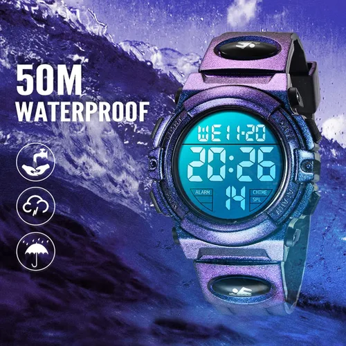 Miniatura 4 de Reloj analógico para niños, reloj para niños de 6 a 15 años, reloj digital para deportes al aire libre, multifuncional con cronógrafo LED 50 M
