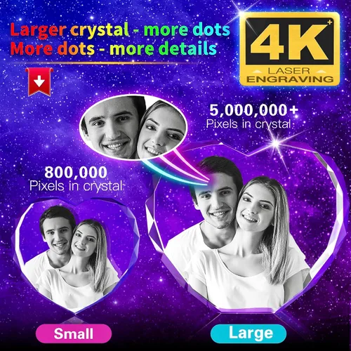 Miniatura 3 de Foto de cristal 3D, regalos únicos personalizados con tu propia foto para él/ella, mamá, papá, mujeres, hombres, imagen grabada con láser 3D, imagen