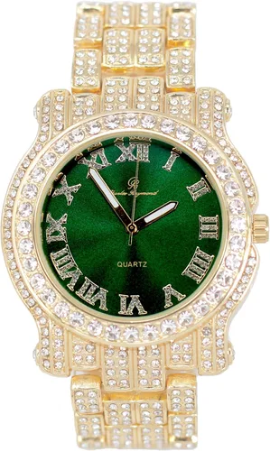 Miniatura 87 de Charles Raymond Bling-ed Out Ultimate Hip Hop Royalty Reloj para hombre con número romano de fácil lectura o indicadores de tiempo de diamantes