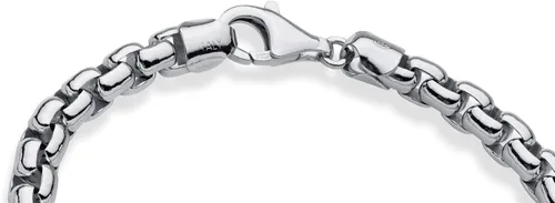 Miniatura 3 de Miabella Pulsera de plata de ley 925 maciza italiana de 0.256 in de eslabones cuadrados Rolo para hombre, fabricada en Italia