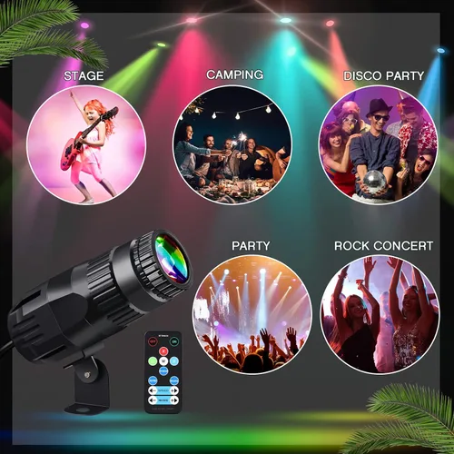 Miniatura 7 de Tarpop 3 proyectores de discoteca con 3 espejos brillantes remotos Pinspot Light 15W RGBW LED Beam luz de escenario 4 en 1 iluminación de escenario