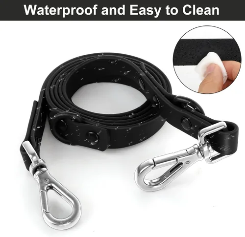 Miniatura 2 de Wisedog Correa impermeable para perro, ajustable de 5 pies/6 pies con 2 ganchos giratorios de metal, correas de perro fáciles de limpiar para perros