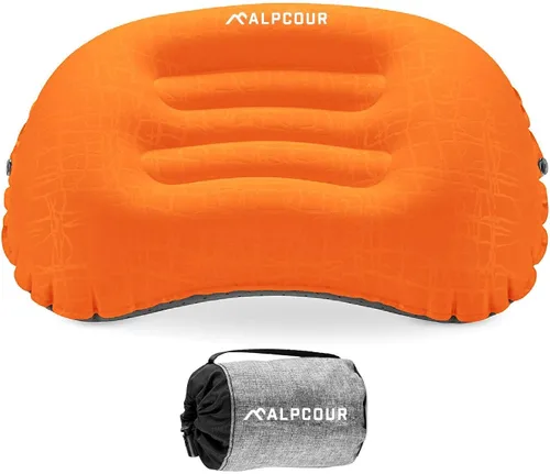 Miniatura 8 de Alpcour Almohada de camping – Almohada de dormir grande, inflable, ultraligera con diseño fácil de inflar, funda exterior impermeable suave y funda