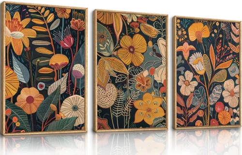 Miniatura 22 de FWIEXA Juego de Arte de Lienzo Bohemio Enmarcado para Pared, Cuadros Botánicos Verde Salvia Decoración de Pared, Impresiones de Arte de Plantas