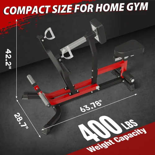 Miniatura 5 de Máquina de fila sentada, máquina trasera de equipo de gimnasio con placa cargada, máquina LAT ajustable con brazos independientes y posiciones