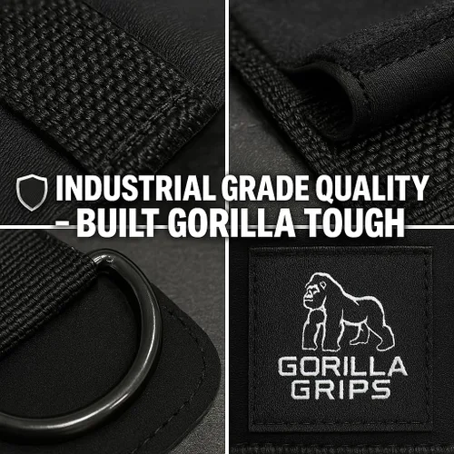 Miniatura 4 de Muñequeras Gorilla Grips para levantamiento de pesas para hombres con ganchos de levantamiento de pesas, correas de muñeca para hombres y mujeres