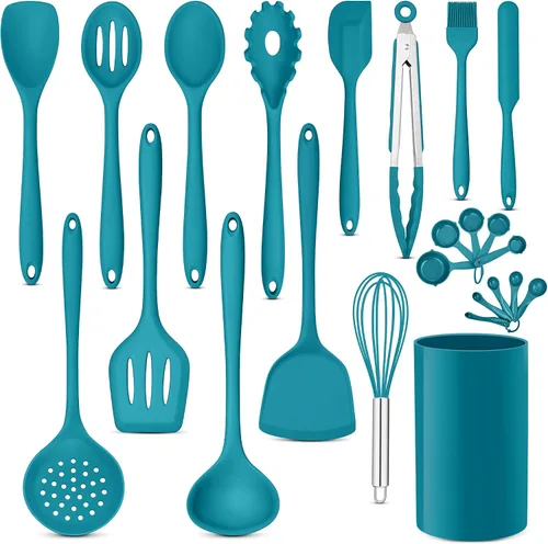 Miniatura 13 de E-far Juego de 10 utensilios de cocina de silicona, juego de utensilios de cocina resistentes al calor para utensilios de cocina antiadherentes