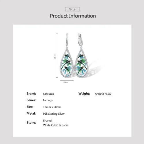Miniatura 5 de Santuzza Aretes de plata de ley 925 con circonita cúbica esmaltada y libélula para mujer, Plata de ley Circonita cúbica, Circonia cúbica