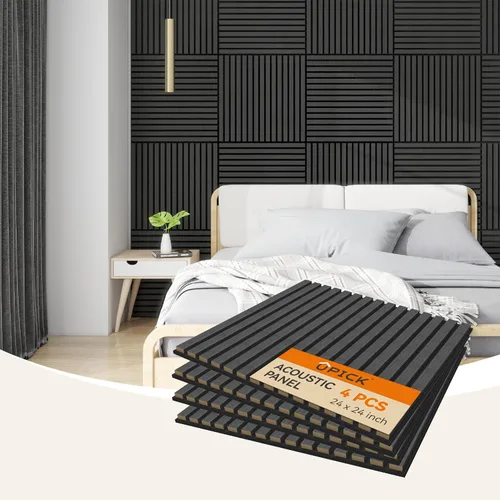 Upick Paneles de pared acústicos de MDF que absorben el sonido, paquete de 4 paneles de pared de espuma a prueba de sonido de 24 x 24 pulgadas y