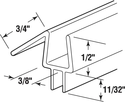 Miniatura 3 de Prime-Line M 6258 - Sello inferior de puerta de ducha sin marco para puertas de vidrio de 3/8 pulgadas de grosor - Detiene las fugas de la ducha