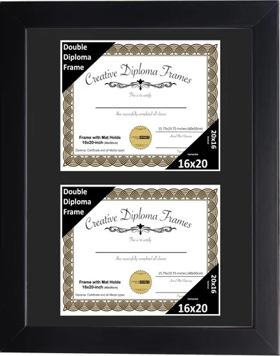 Miniatura 10 de Creative Picture Frames Marco de diploma doble clásico negro de 6 x 8 pulgadas con vidrio negro y colgador de pared instalado