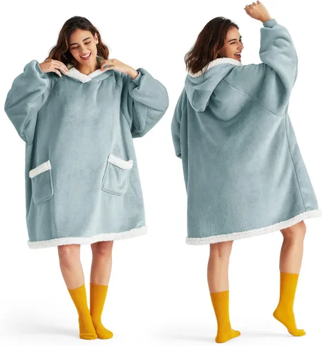 Bedsure Manta con Capucha, Manta Portátil con Capucha como Regalos para Mamá, Regalos de Cumpleaños para Mujeres, Niños y Adolescentes, Sudadera