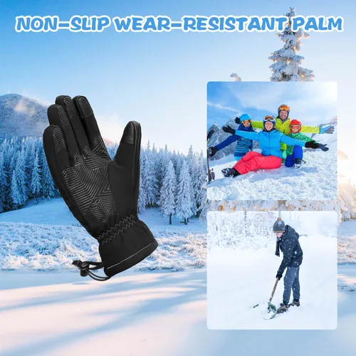 Miniatura 3 de ihuan Guantes de esquí impermeables de invierno para niños, para snowboard, pantalla táctil, guantes de ciclismo para niños y niñas como relleno