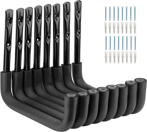 Miniatura 8 de Ganchos de almacenamiento de garaje de acero resistente, escaleras de brazo jumbo de 9.5 pulgadas, organizador de suspensión montado en la pared