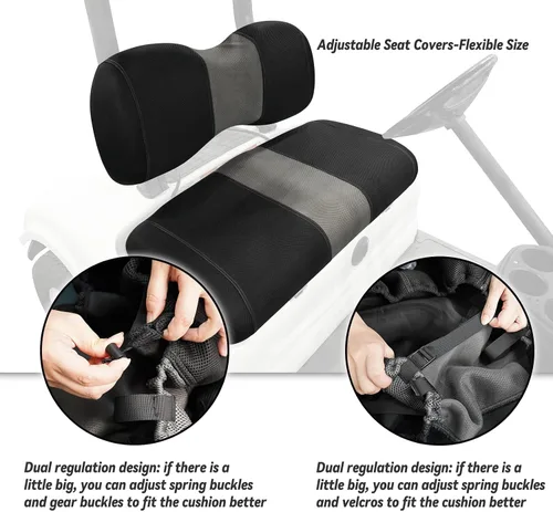 Miniatura 7 de Golf Cart Seat Covers Fit EZGO TXT/Club Car DS/Club Car Precedent/Yamaha Drive/Aftermarket Common Rear Seat Kit, Washable Breathable Air Mesh Cloth