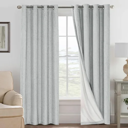 Miniatura 18 de H.VERSAILTEX Cortinas opacas de lino de 72 pulgadas de largo, 100% absolutamente opacas, con aislamiento térmico, con textura de lino, cortinas