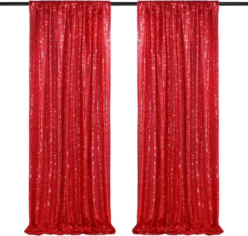 Miniatura 32 de Telón de fondo de lentejuelas moradas 2 paneles 2FTx8FT con purpurina telón de fondo cortinas para fiesta de Halloween fondo de fotos para bodas