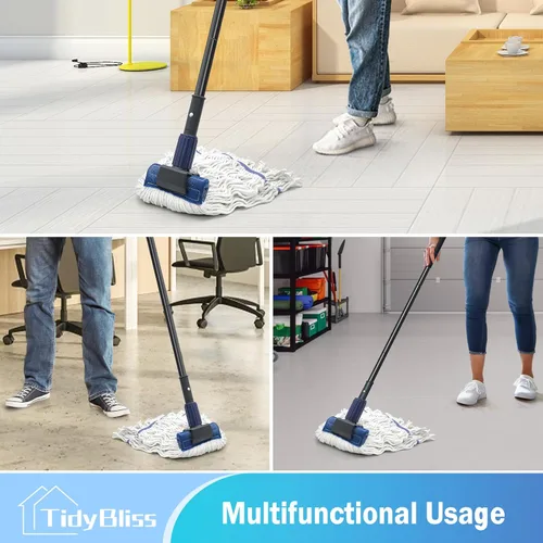 Miniatura 4 de TidyBliss Trapeador comercial resistente, mango largo de 57.5 pulgadas de largo con extremo de bucle, trapeador industrial profesional de algodón