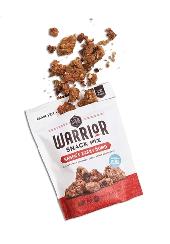Miniatura 4 de BeeFree Warrior Mix Granola sin gluten – Bocaditos de granola gruesos Paleo, bajo en carbohidratos, sin granos, sin conservantes, sin avena