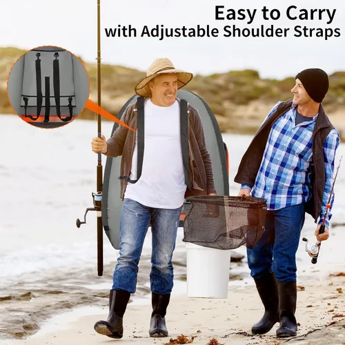 Miniatura 5 de Tubo de flotador de pesca con correas ajustables para mochila, bolsillos de almacenamiento, regla de pescado, barco de pesca con mosca con bomba