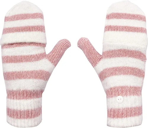 Miniatura 87 de Beurlike Guantes de invierno para mujer, de lana cálida, a prueba de viento, convertibles, sin dedos