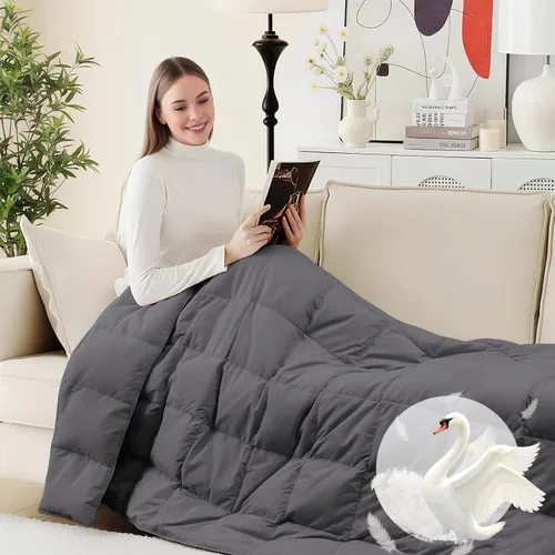 Miniatura 13 de Deodar Manta de fibra de plumón natural para sofá cama, edredón de sofá, manta ligera para exteriores, tela de piel de durazno, 50 x 70 pulgadas