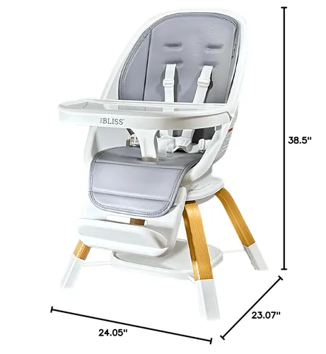 Miniatura 10 de TruBliss Turn-A-Tot - Silla alta para bebés y niños pequeños, comedero portátil de madera 2 en 1 o asiento ajustable para niños con giro de 360 Earl