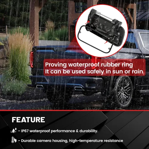 Miniatura 4 de RED WOLF Manija de puerta de cajuela con cámara de respaldo para reversa, reemplazo para Ford F150 (2004-2014), F-250/F-350/F450/F550 (2008-2016)