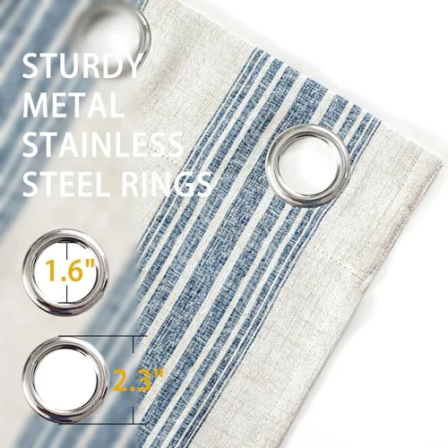 Miniatura 4 de DriftAway Chris Linen - Cortinas opacas con capa térmica y reductora de sonido, 63 pulgadas de largo para dormitorio, cortinas estampadas a rayas