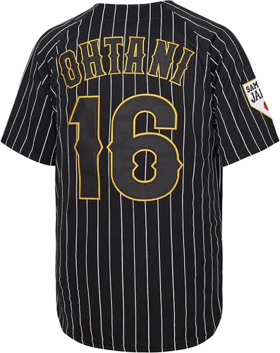 Miniatura 2 de Ohtani #16 Japón Hip Hop manga corta camisetas de béisbol cosidas para hombre