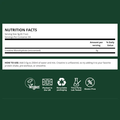 Miniatura 5 de Vivo Life - Monohidrato de creatina en polvo micronizado - Vegano, sin sabor (8.8 oz, 84 porciones)