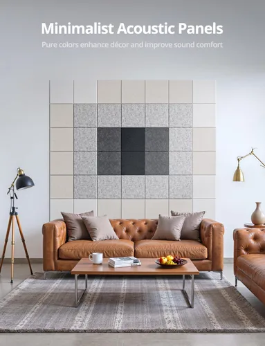 Miniatura 2 de Paneles de pared acústicos cuadrados, paneles absorbentes de sonido para paredes, techo, puertas, paquete de 18 unidades de 12 x 12 x 0.4 pulgadas