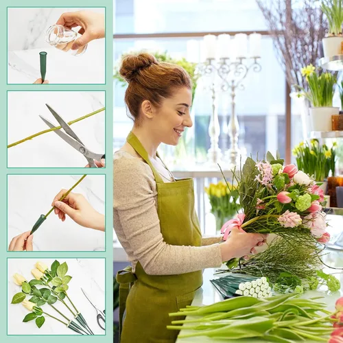 Miniatura 5 de 144 tubos de agua florales verdes, tubos de flores de plástico para flores frescas con tapa de goma para arreglos de tallos florales, 2 tamaños