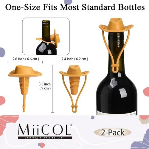 Miniatura 3 de Miicol Tapones de vino, tapón Prosecco, tapón de silicona para botella de vino, tapón de champán con sombrero de vaquero, accesorios de vino, regalo