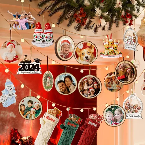 Miniatura 4 de Bemaystar Adornos de Navidad personalizados con fotos, regalos para Navidad, fotos, adornos personalizados, decoraciones de Navidad, regalos