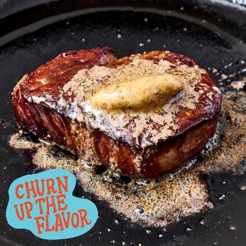 Miniatura 5 de Churn Mantequilla de ajo y chalota, mantequilla saborizada mezclada con mantequilla orgánica alimentada con pasto (5.5 onzas, paquete de 3), sin
