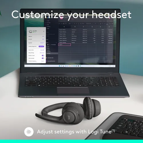 Miniatura 10 de Logitech Zone 301 - Auriculares inalámbricos Bluetooth con micrófono de cancelación de ruido, compatibles con Windows, Mac, Chrome, Linux, iOS