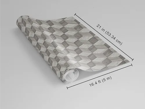 Miniatura 2 de CONCORD WALLCOVERINGS ™ DC119071 - Papel tapiz geométrico gris para despegar y pegar, extraíble, papel tapiz temporal, 21 pulgadas x 16.4 pies