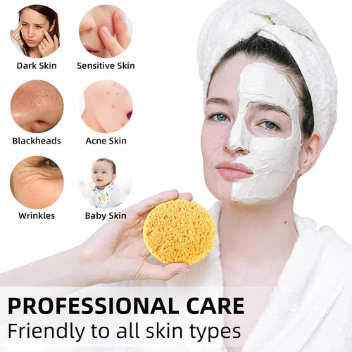 Miniatura 5 de 120 esponjas faciales comprimidas, 100 % natural, esponjas cosméticas de spa de celulosa para limpieza facial diaria, maquillaje y eliminación