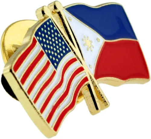 Miniatura 74 de PinMart Pin de solapa esmaltado con bandera de la amistad cruzada de Estados Unidos y el mundo