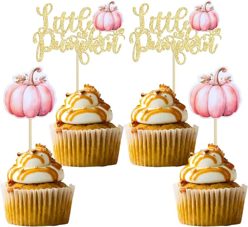 Miniatura 20 de 24 adornos de calabaza para cupcakes con purpurina para otoño, hojas, flores, calabaza, cupcakes, decoración de pasteles para Halloween, decoración