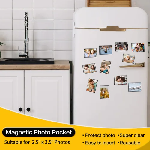 Miniatura 5 de YixangDD Paquete de 20 marcos magnéticos para fotos, 2.5 x 3.5 pulgadas, marcos de fotos magnéticos para refrigerador, hogar, escuela, oficina Negro