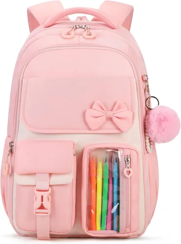 Miniatura 19 de Mochila para niñas, mochila escolar para niñas, bonita mochila con lazo para niñas, niños y adolescentes, para estudiantes de escuela primaria