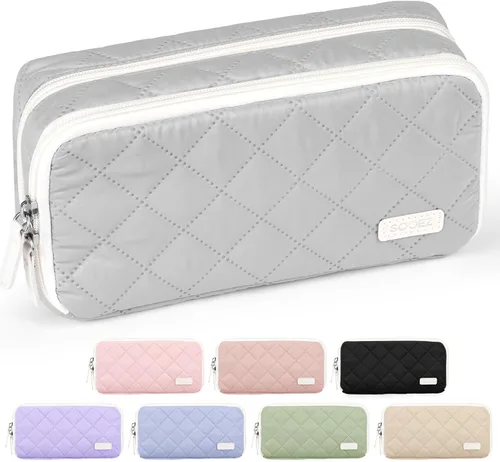 Miniatura 10 de Sooez Estuche grande para lápices, bolsa para lápices extra grande con 8 compartimentos, bolsa para bolígrafos de apertura amplia, organizador