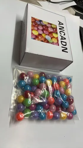 Miniatura 7 de Cuentas acrílicas de 0.630 in, 100 cuentas de bolígrafo de color arcoíris Ab, cuentas de chunk Bubblegum para bricolaje para hacer joyas, pulseras